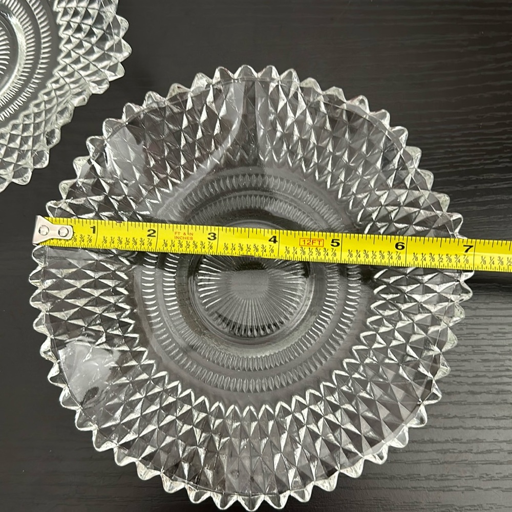 🌹 Federal Glass Traditions 2 Diamond Design Lettuce Edge Bon Bon Vintage Dishes - Picture 4 of 12